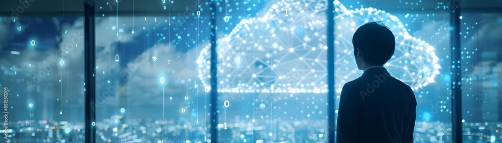 Poster cloud computing conference with experts discussing future digital infrastructure
