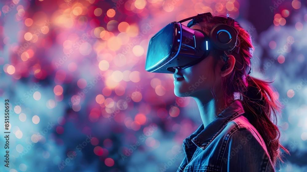 Poster cloud based virtual reality platform hosting global social event with copy space
