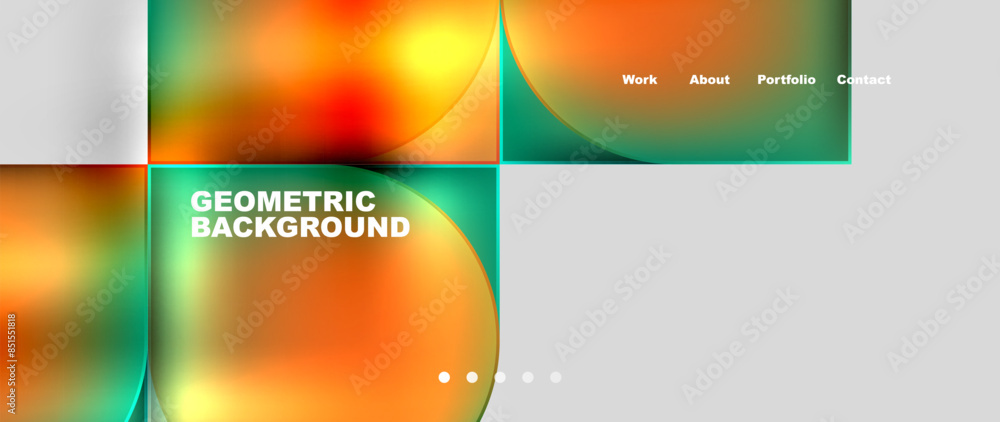Poster bright colorful squares with round elements minimal geometric background. vector illustration for wa