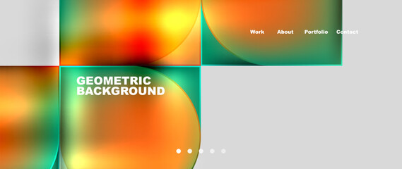 Bright colorful squares with round elements minimal geometric background. Vector Illustration For Wallpaper, Banner, Background, Card, Book Illustration, landing page