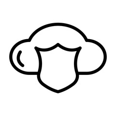 Cloud security line icon. Cloud icon. Cloud icon isolated on white background. Transparent background, minimalist symbol. Vector images