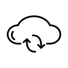 Cloud refresh line icon. Cloud icon. Cloud icon isolated on white background. Transparent background, minimalist symbol. Vector images