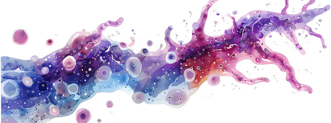 Watercolor cartoon microorganism amoeba isolated on white background