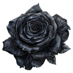 illustration of isolated black rose flower