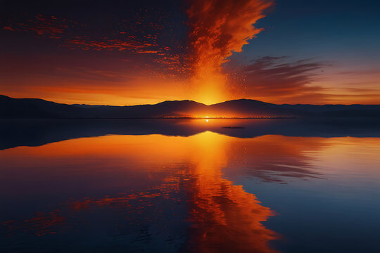 sunset over the lake