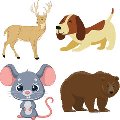 Safari jungle animals vector. Woodland animal illustration