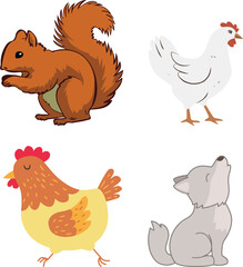 Safari jungle animals vector. Woodland animal illustration