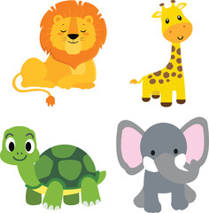 Safari jungle animals vector. Woodland animal illustration