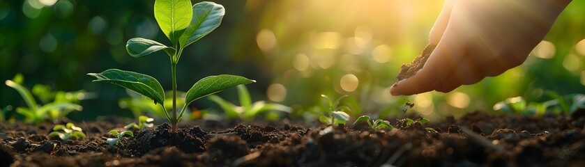 Fototapeta premium Nurturing New Growth in a Community Garden Embracing the Energy of Fresh Beginnings