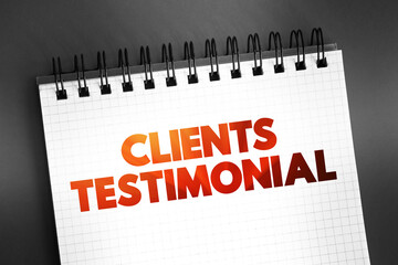 Clients Testimonial text on notepad, concept background