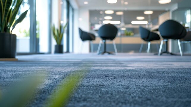 Professional dry cleaning service for office carpets showcasing the drying process. Concept Office Carpets, Dry Cleaning Service, Drying Process, Professional Service, Office Environment