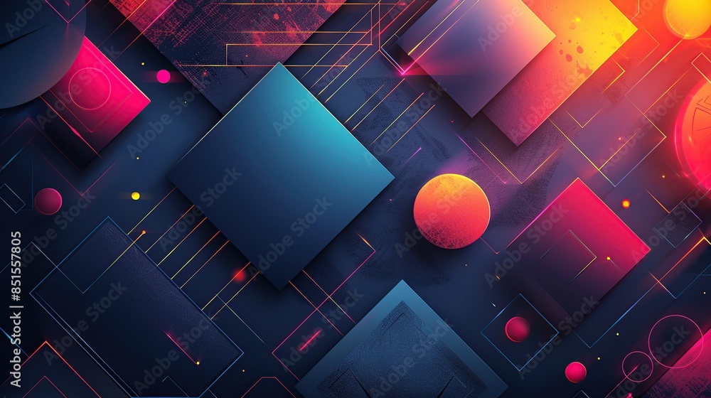 Aufkleber vibrant 8k geometric abstract background with dynamic shapes and minimalistic patterns