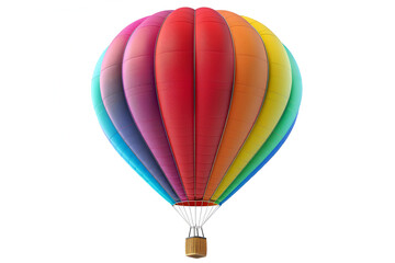Fototapeta premium A beautiful and colorful hot air balloon isolated white background , Colorful rainbow hot air balloon , Striped hot air balloon 