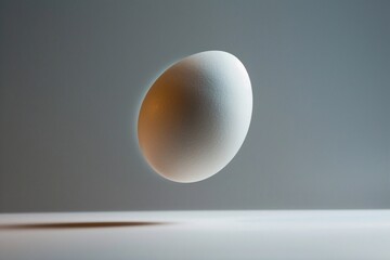 An Egg Floating Against Neutral Background