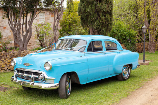 Beautiful vintage blue Chevrolet motor vehicle