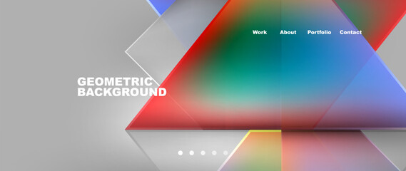 Metal triangles with colorful bright triangles. Geometric modern minimalist design template