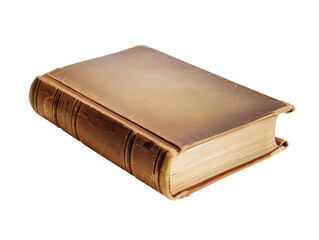 A book with a brown cover and yellow pages