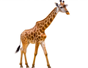 Fototapeta premium Giraffe isoliert auf weißen Hintergrund, Freisteller