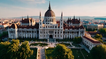 Naklejka premium Fairytale world with an image of Budapest, Hungary's iconic Buda Castle AI-generated