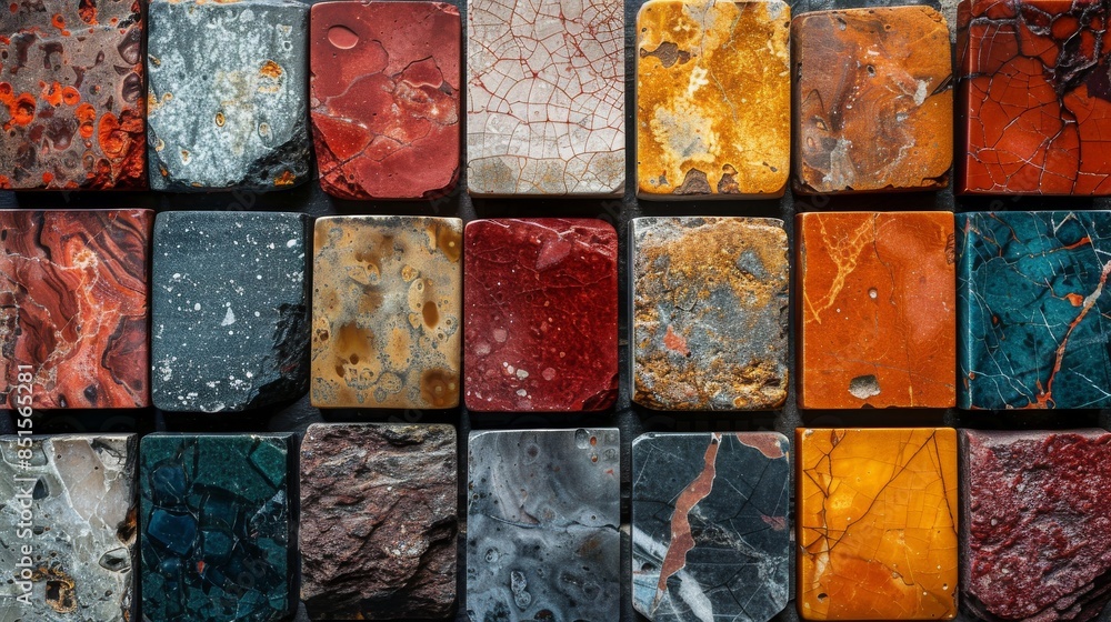 Aufkleber this image features multi-colored marble tiles with diverse and intricate natural patterns