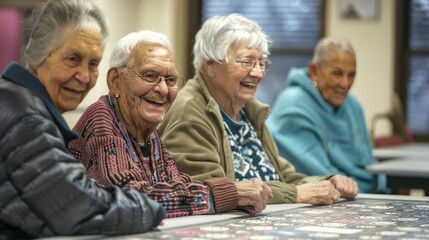 Group of seniors enjoying a game of bingo together at a local senior center