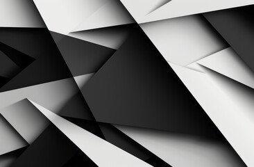 Abstract black and white geometric background with sharp angles and shadows, creating an elegant minimalist design