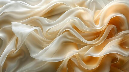Obraz premium Layers of translucent fabric in shades of ivory and champagne, exuding an air of ethereal beauty. Abstract Backgrounds Illustration, Minimalism,