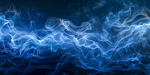 Obraz premium illustration of abstract blue smoke on black background