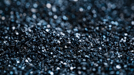 Plastik Granulat in schwarz / Carbon , Ein Haufen mit Kunststoffgranulat, PA6, ASA, PP, Glasfaser, schwarzes Kunststoffgranulat zur Produktvorstellung, Kunststofftechnik, Spritzgusstechnik, 3D Druck