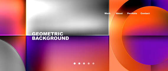 Bright colorful squares with round elements minimal geometric background. Vector Illustration For Wallpaper, Banner, Background, Card, Book Illustration, landing page