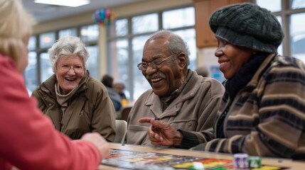 Group of seniors enjoying a game of bingo together at a local senior center