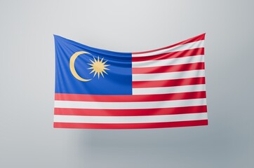 Malaysia National Flag Waving Proudly. 3D Flag Banner Illustration image.
