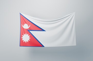 Nepal National Flag Waving Proudly. 3D Flag Banner Illustration image