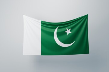 Pakistan National Flag Waving Proudly. 3D Flag Banner Illustration image