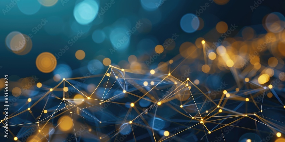 Poster the yellow bright sphere shape object that has been connected with the link of the bright line that 