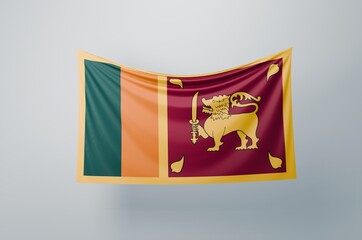 Sri Lanka National Flag Waving Proudly. 3D Flag Banner Illustration image