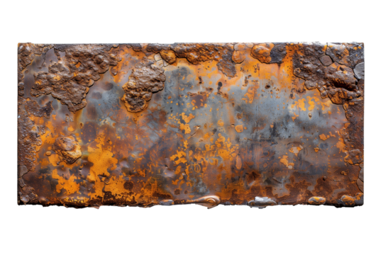 isolated rusty metal plate banner