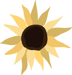 Yellow sunflower on isolated white background. Watercolor botanical illustration, hand drawing, boho design