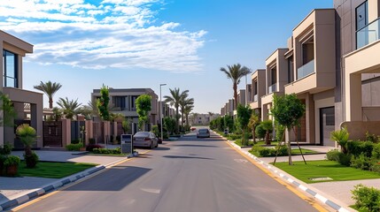 Modern Residential Street with Lush Greenery