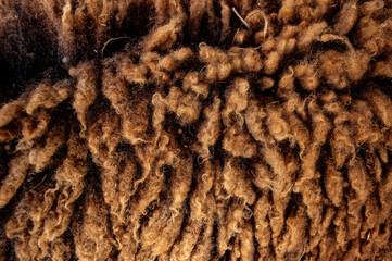 brown sheep's wool texture or material for fabric or textile purposes