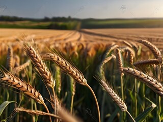 A wheat field border isolated on transparent background