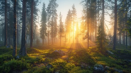 Obraz premium sunrise in the forest