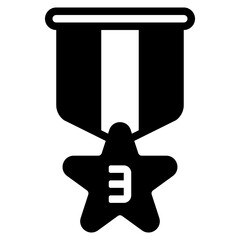 Mendallion badge bronze award icon or logo illustration outline black style