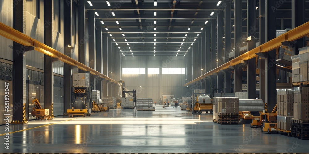 Poster photography of warehouse worker working and checking quality of material and carrying and delivery a