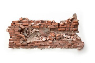 Brick wall white background deterioration architecture.