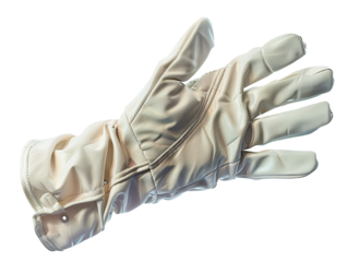 A white glove is shown with its fingers spread out