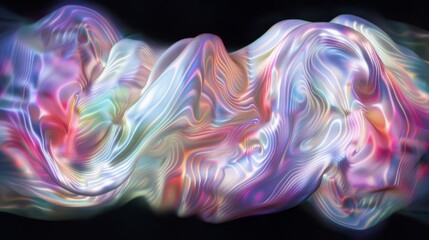 Fototapeta premium Abstract Holographic iridescent rainbom Y2K fluid background. Lliquid gradient waves surface futuristic texture.Mental health holo modern aesthetic. Trendy Brutalism