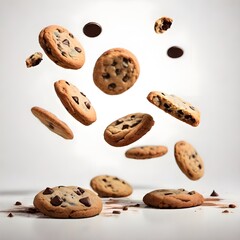 Chocolate Chip Cookies Isolated In The Air