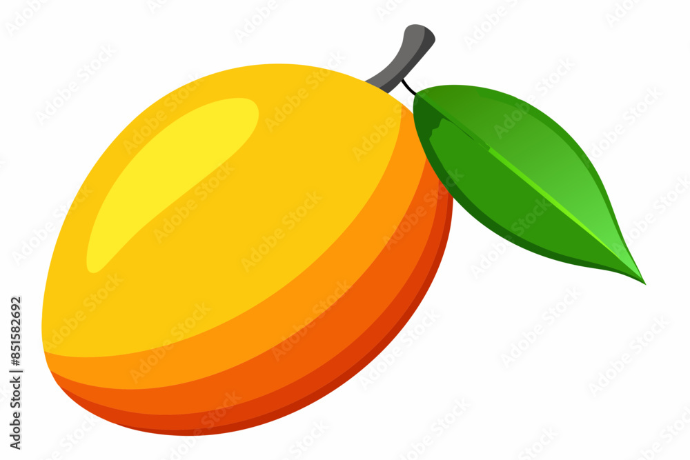 Poster Mango icon vector isolated with green leaves