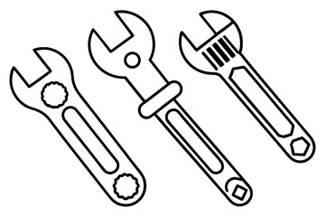 Wrenches Vector outline isolated on white background